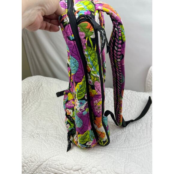 Vera Bradly Pink/Green Va Va Bloom Floral Pattern Backpack School Travel Roomy - Picture 11 of 14